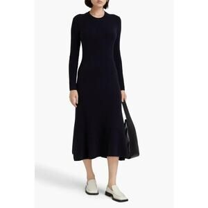Joseph Brushed Cashmere-Blend Midi Dress Navy Blue - XS